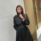 Belted Satin Trench Coat Black - One Size