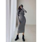 Slim-fit Plain Long-sleeve Dress