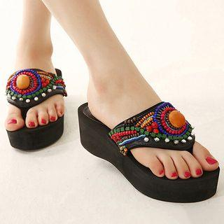 Beaded Platform Flip-flop