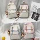 Plaid Panel Horse Charm Canvas Backpack