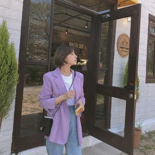 Long Linen Blend Blazer