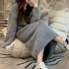 Hooded Midi Sweater Dress Gray - One Size
