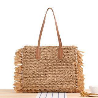 Woven Fringe Tote Bag