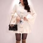 Bell-sleeve Double-breasted Mini Knit Dress