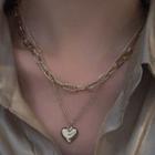 Alloy Heart Pendant Layered Necklace Love Heart - One Size