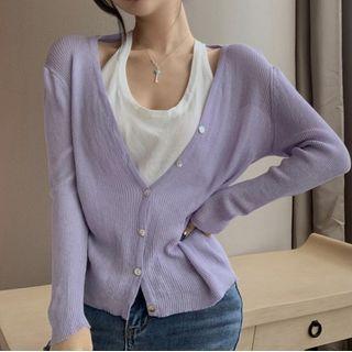 Mock Two-piece Halter Cardigan