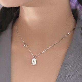Lettering Droplet Pendant Sterling Silver Necklace