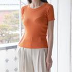 Textured Slim-fit Rib-knit Top
