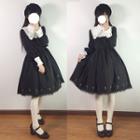 Long-sleeve Cross Pattern A-line Dress