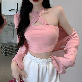 Strapless Ribbon Top / Cardigan