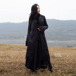 Double-breasted Long Crinkle Jacket