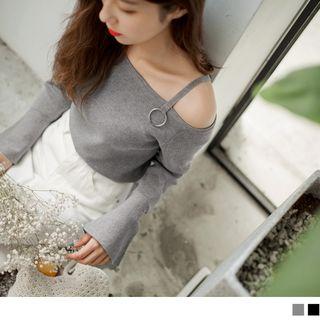 Bell Sleeve One Shoulder Top