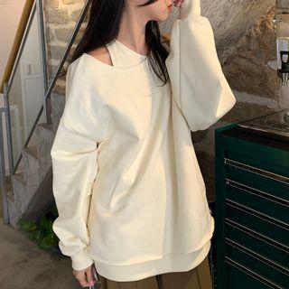 Mock Two-piece One-shoulder Sweatshirt