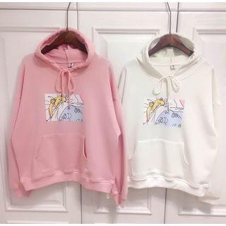 Long-sleeve Printed Hooded Pullover