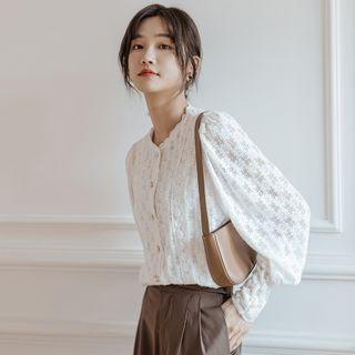 Long Sleeve Button-up Lace Shirt