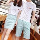 Couple Matching Set: Short-sleeve Printed T-shirt + Shorts / Fitted Skirt