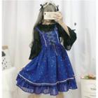 Sleeveless Patterned Lace-up A-line Dress