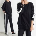 Contrast-trim Sweatshirt & Sweatpants Set
