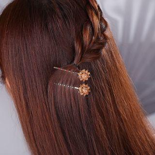 Retro Flower Hair Pin 1 Pair - As Shown In Figure - One Size