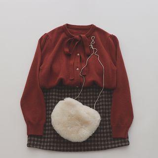 Tie-neck Cardigan Wine Red - One Size