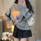 Long-sleeve Round-neck Cartoon Print Sweatshirt