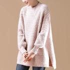 Plain Perforated Long-sleeve Top