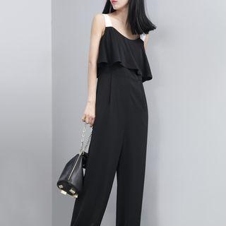 Sleeveless Ruffled Wide-leg Jumpsuit
