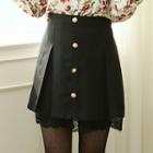Buttoned Laced Pleat Miniskirt