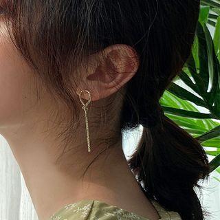 Alloy Rhinestone Bar Dangle Earring 1 Pair - Silver Stud - Gold - One Size