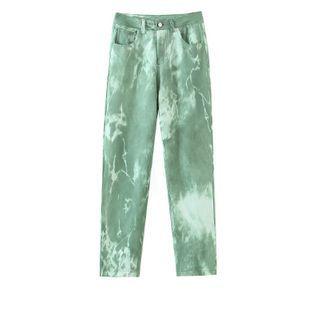 Tie-dye Print High-waist Straight Leg Pants