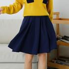 Ruffle A-line Skirt Navy Blue - One Size