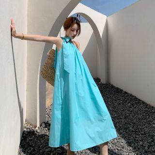 Sleeveless One-shoulder Midi Shift Dress