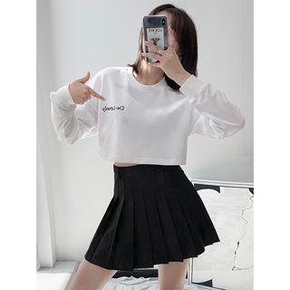 Embroidered Loose-fit Crop Sweatshirt
