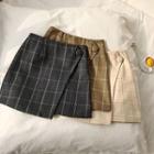 Asymmetric Plaid High-waist Skirt