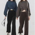 Crew-neck Cropped Pullover / Cropped Wide-leg Pants