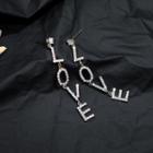 Rhinestone Love Drop Earring 1 Pair - 925 Silver - Gold - One Size