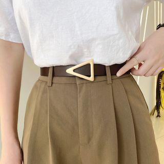 Triangle Buckled Genuine Leather Holeless Belt
