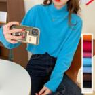 Fleece Turtle-neck Long-sleeve Top