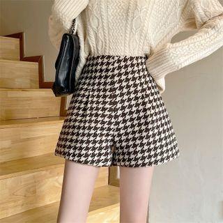 Houndstooth High Waist Shorts