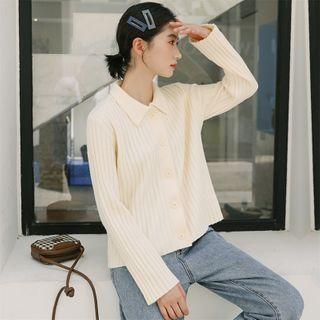 Buttoned Knit Jacket Milky White - One Size