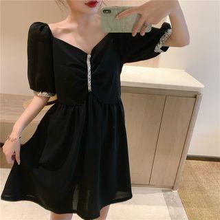 Puff-sleeve Sequined Dress