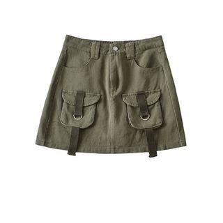 High Waist Cargo Mini Pencil Skirt