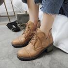Block Heel Hidden Wedge Lace-up Shoes