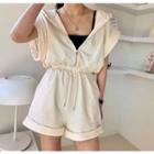 Short-sleeve Zip Wide-leg Playsuit