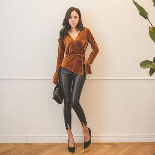 Studded Faux-leather Skinny Pants