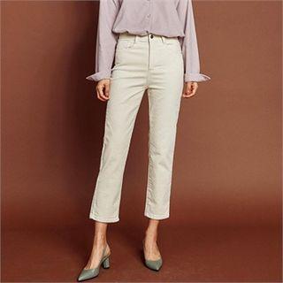 Plain Straight-cut Corduroy Pants