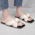 Crisscross Square-toe Flat Sandals