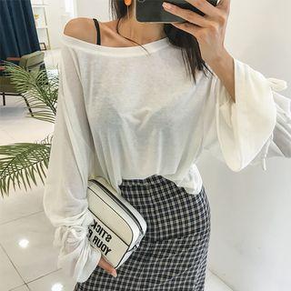 Tie-cuff Long-sleeve T-shirt