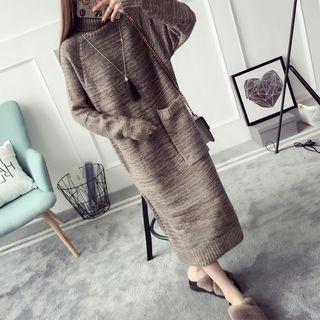 Long-sleeve Thick Knit Midi Dress