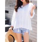 Plus Size Tassel Embroidered Cotton Blouse